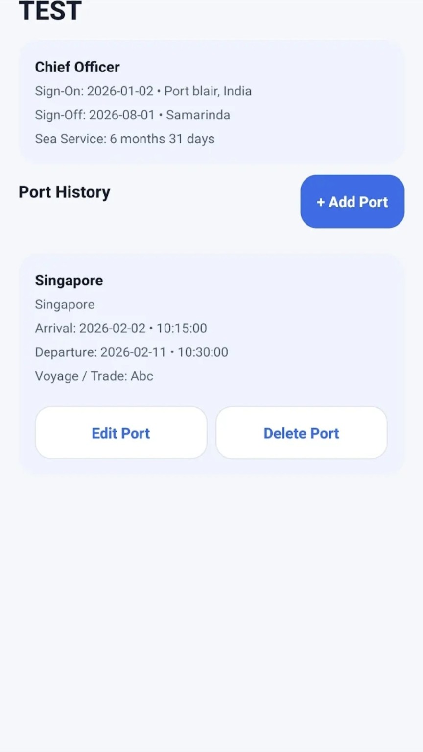 SeaLog service and port history